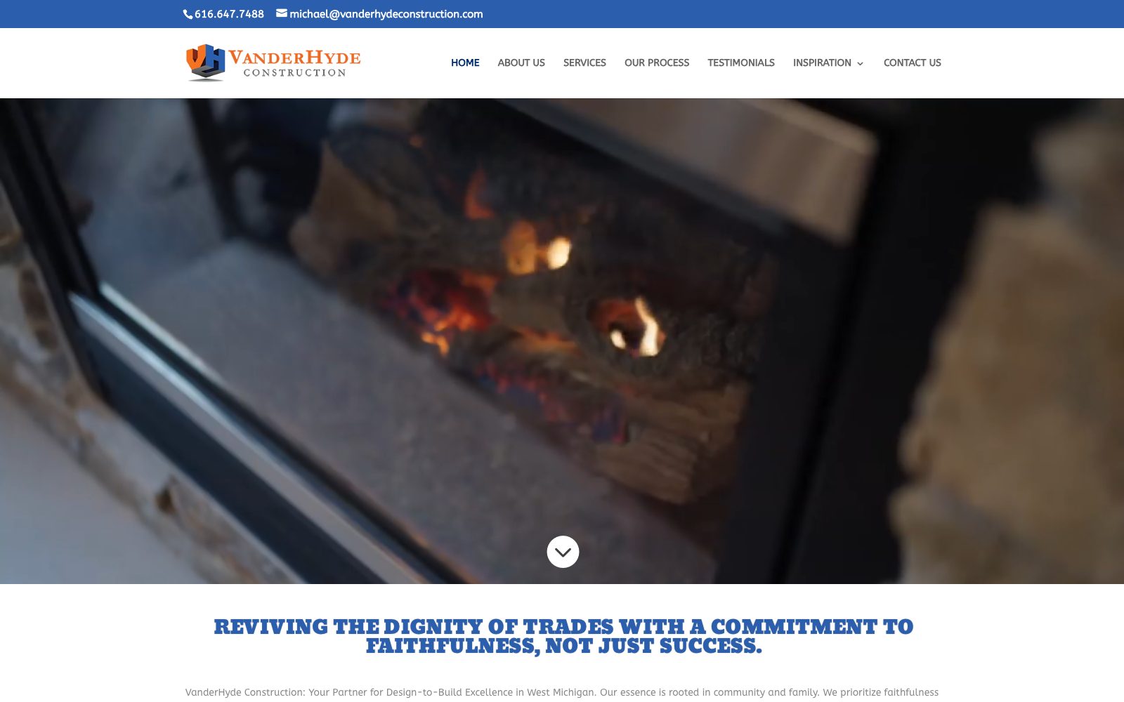 The current vanderhydeconstruction.com homepage